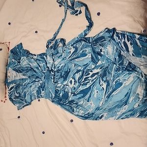 MK teal faux wrap dress